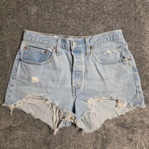 Levi's 501 Distressed Button Fly Shorts Size W30